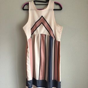 Chevron cream midi dress